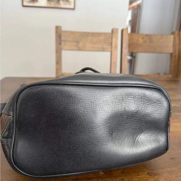 Vintage Dooney & Bourke Black Latigo Leather Bucket Bag Brass Western Boho - Picture 9 of 16